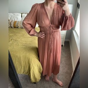Current Air Nude Pleated Midi Dress M